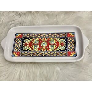 Nova Deruta Made in Italy Ceramic Stoneware Appetizer Tray 11" x 5 1/8" Read
